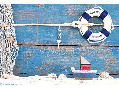 Aoihrraan 3 x 2,5 m nautisk bakgrund segling livboj blå träbräda havsresa fotografi bakgrund baby shower dekor tillbehör bröllop skytte barn vuxna konstnärligt porträtt foto studio rekvisita
