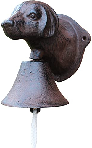 YHRJ Türglocke Gusseisen Vintage Hundekopf dekorative Türklingel, Handgekurbelte Dinnerglocke für die Küche, Glocke zum Aufhängen an der Wand (Color : A, S : 15 * 13.5 * 11.5cm)