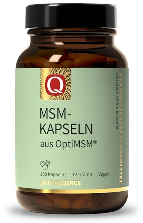 Quintessence OptiMSM® MSM Kapseln 180 Stk. - 1050 mg Methylsulfonylmethan (MSM) je Tagesdosis, Vegan & ohne künstliche Zusatzstoffe, 99,9% Reinheit, Produziert in Deutschland