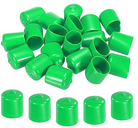 sourcing map 20pcs 22mm Rubber End Caps Cover PVC Vinyl Screw Thread Protector Round Wire Shelf Caps for Screw Bolt Pipe Fence Post, Green