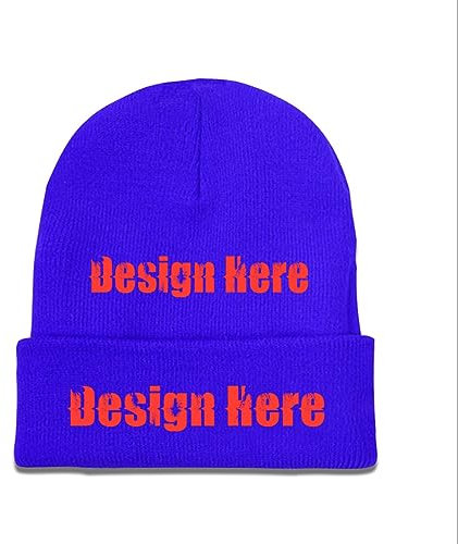 Wintermütze Beanie zum selber gestalten für Herren Damen schwarz, blau, One size