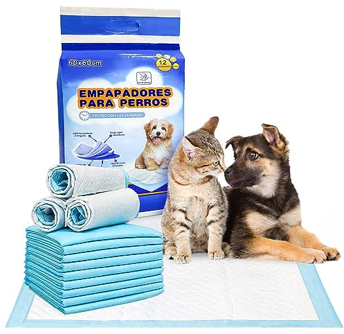 Xcdhemde® Hundeunterlagen, 60 x 60 cm, PIPI Matten Für Hunde,Einweg-Hygienematten für Haustiere, Trainings- und Trainingstücher, Saugfähig, Tropffrei (12 Stück)