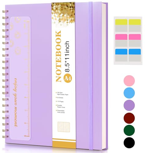 Spiralnotizbuch, 21,6 x 27,9 cm, A4, große Notizbücher für Damen und Herren, College, liniert, liniert, 100 g/m² Papier, Hardcover, Spiralbindung, Tagebücher für Arbeit, Schule, Schreiben, Notizen,
