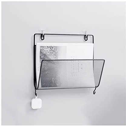 GRFIT Schreibtisch Briefablage Dokumentenablage Schmiedeeisen Metall Wandmontage Wandhalterung Multifunktionale Speicherregalregal-Regal-Organizer, weiß/schwarz Dokumentenablage (Color : Schwarz)