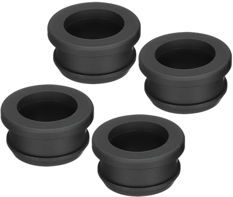 sourcing map 4Pcs Snap Rubber Grommet Plug Mount Dia 21mm ID 16.5mm Seal Anti-Scratch for Electrical Box Cable Pipe Black