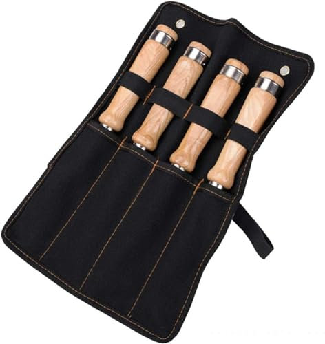 Samnuerly Professional wood chisel sets, chisel tool set is made of sturdy chrome vanadium steel, cutting head width - 6mm, 8mm, 14mm, 18mm, 4 piece set