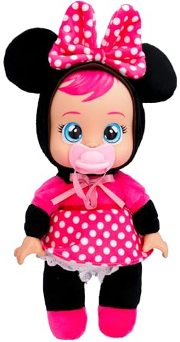 Cry Babies Tiny Cuddles Disney Minnie, Bambola di Peluche ispirata a Minnie Mouse della Disney, che Piange Lacrime Vere, Giocattolo Regalo per Bambini e Bambine dai 18 Mesi in su
