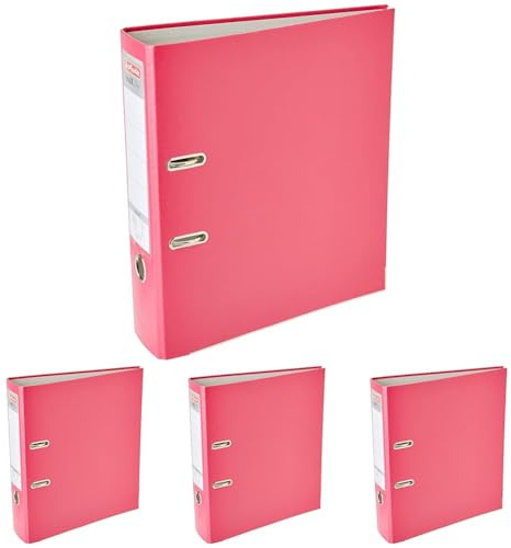 Herlitz 11053683 Ordner maX.file protect A4 (8 cm mit Einsteckrückenschild) pink (Packung mit 4)