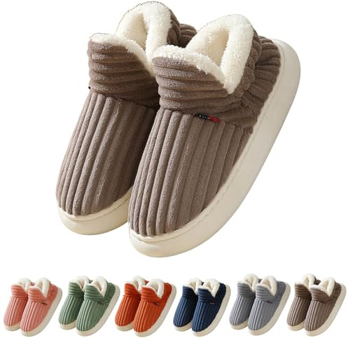 Chaussons Femme Hiver Chaud, Chaussons Chauds Et Douillets En Forme De Nuage Pour Homme Et Femme, Pantoufles D'Hiver Chaudes Et Pelucheuses Pour La Maison (38-39,Brown)