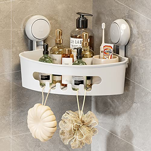 TAILI Duschablage Ohne Bohren 1 Stück Badezimmer Regal Duschregal Plastik Duschkörbe an der Wand Montiert für Küchen und Badezimmer, Weiß
