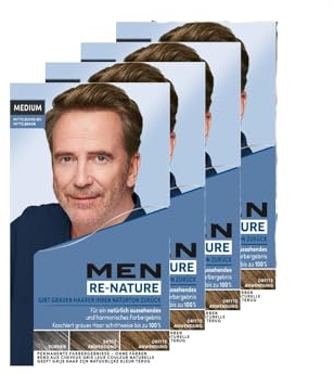 Men Perfect Re-Nature Männer Mittelblond bis Mittelbraun (4x 145 ml), Re-Pigmentierungs-Creme, stellt ohne Haare färben die Naturhaarfarbe wieder her und kaschiert schonend graue Haare