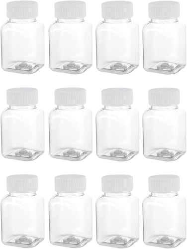 huixiaoqing 12 Pcs 3.5oz/100ml Plastic Juice Bottles with Lids, Reusable Clear Square Drink Bottles for Smoothies Juice Milk Water and Other Beverages