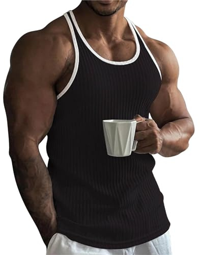 MJGkhiy Canotta Uomo Palestra Bodybuilding Aderente Canottiera Intimo Muscolare Maglia Senza Maniche Maglietta Elasticizzato Allenarsi Gilet Abbigliamento Uomo Estivo Gym Smanicato