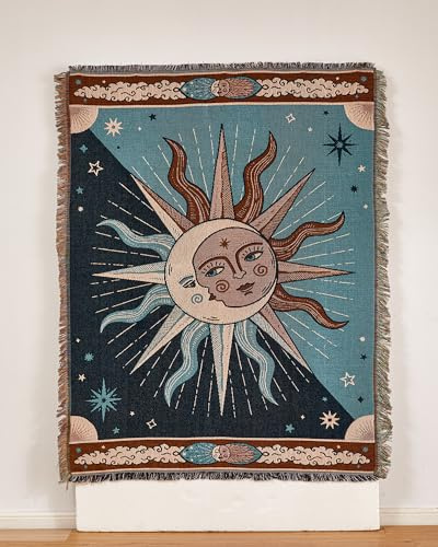 Erke Chair Recliner Cover Boho Throw Blanket Hippie Room Decor Wall Hanging Tapestry Outdoor Picnic Camping Rug Mattress Beach Towel Sofa Furniture Slipcover Bohemian 50”x70” The Sun and Moon Stars