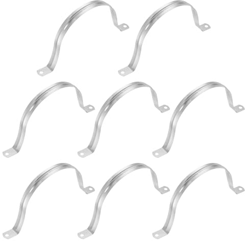 QUARKZMAN 8 Stück Rohrschellen für Ø 110 mm Kohlenstoffstahl Silber | Befestigungsschellen Zweiloch U-förmige Rohrhalterung, Für Befestigung der Gasrohre Wasserrohre und Kabeln