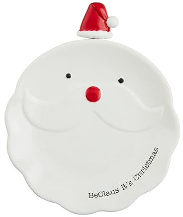 Mud Pie Santa Xmas Cheese Hat, Plate 8 1/2 Dia | Spreader 5 1/2, RED