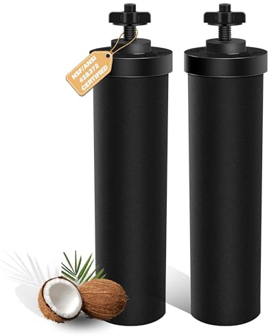 Lot de 2 filtres à eau de rechange certifiés NSF/ANSI 42 et 372 compatibles avec les filtres noirs Berkey® BB9-2®, système de filtre par gravité, éléments de purification compatibles avec Travel