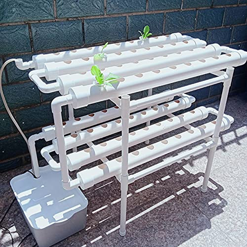 Hydroponische Grow Kit Pflanze Pvc Systeme Set Hydrokultur Plant Vegetable Hydroponic Pflanzen BewäSserung System Garten Garden Tool Growing Hydroponics Hydroponisches Anzuchtsystem 72Hole 2Schichten