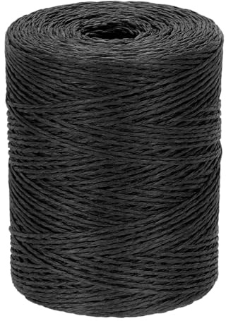 PATIKIL Filo Rafia Cotone Naturale 328 Iarde, Nastro Carta Rafia All'Uncinetto per Cappello da Sole Fai da Te Borsa da Spiaggia Uncinetto Avvolgimento Filato per Maglieria, Nero