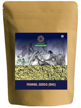 Pipar Spices Fennel Seeds (Big) - 400g Pack | Unpolished Sauf for Culinary Use, Pickles, etc.