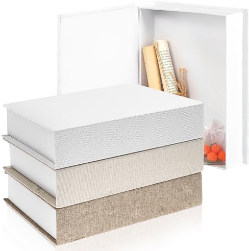 Xaztr 3Pcs Faux Books for Decoration, Decorative Faux Book Storage Box Storage Fake Boxes Decor Modern Linen Display Book for Bookshelf Cafe Hotel Home, 22 x 15 x 4.5 cm