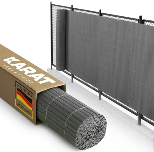 KARAT PVC insynsskydd för trädgård, balkong, terrass – 150 x 300 cm grå – balkonginsynsskydd, insynsskyddsmatta väderbeständig, staket som balkongbeklädnad, poolkant och vindskydd – trädgårdsstaket