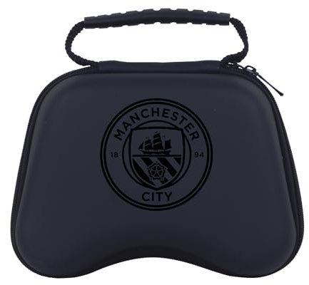 Head Case Designs Officially Licensed Manchester City Man City FC Embossed Badge Graphic Logo Hard Storage Travel Carry Case Compatible With Sony PS5 DualSense & Xbox Controller