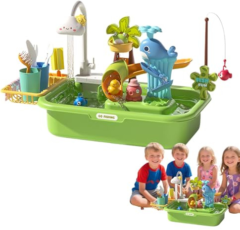Genérico Wasserspiel Tisch für Kinder | Sand und Wasser Spieltisch - Sensorisches mit Pumpe zur Förderung Der Hand-Auge-Koordination für Garten, Draußen und