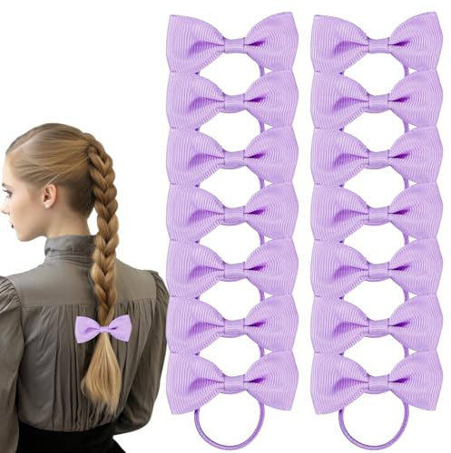 Bliceon Set di accessori per capelli viola chiaro, 20 pezzi, elastici per capelli per ragazze, fiocchi, fasce scolastiche, fasce per capelli viola chiaro, clip, fasce elastiche e trecce, per bambini e