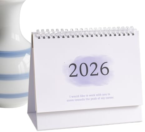Penlimly Calendario da scrivania 2026, in piedi, calendario da scrivania 2025-2026, in carta spessa, mensile, per casa, ufficio, scuola, dormitorio, appartamento, insegnanti, studenti, Capodanno