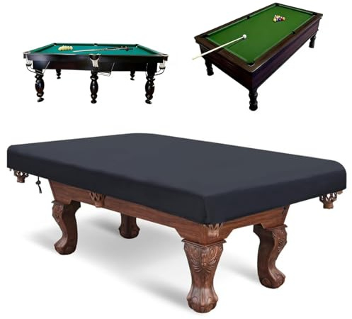 7 Foot Pool Table Cover, 210D Waterproof Dustproof Sunproof Polyester Cover for Indoor Outdoor Patio Snooker Table, Black