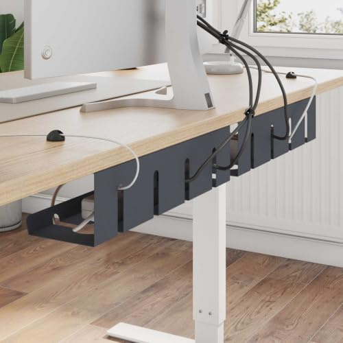 Kabelmanagement Unter Schreibtisch 2er Set Anthrazit Kabelkanal für Ordnung am Arbeitsplatz Kabelhalterung Stahl