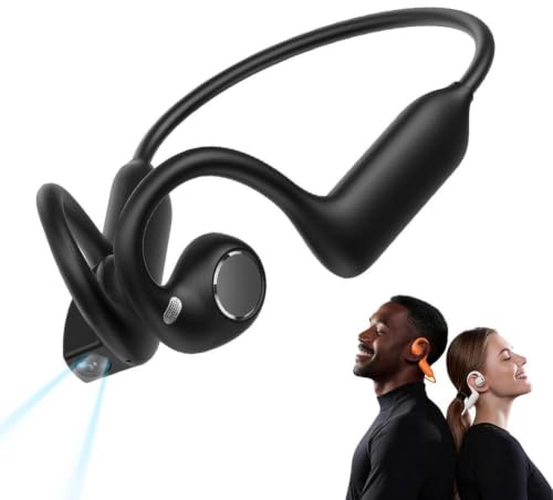 Bone Conductions Wireless Headphones with Camera AI Functions (Black)