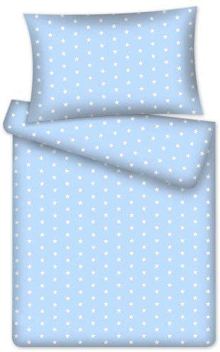 KiGATEX Kinderbettwäsche-Set, Stars blau, 100x135+40x60 cm, Baumwolle | 100% Baumwoll, Weiche Bettwäsche für Kinderbett, mit Reißverschluss, atmungsaktiv, pflegeleicht und waschbar bei 60°C