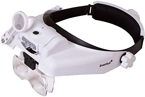 Levenhuk Zeno Vizor HR6 Lente d’Ingrandimento Ricaricabile USB da Testa – Occhiali di Ingrandimento a Mani Libere con Luce LED e 5 Lenti Intercambiabili da 1–8x per Artigianato