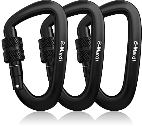 B-Mardi Carabiner Clips Heavy Duty 12kN (2697 lbs)-Lightweight Locking Carabiners for Camping, Hiking, Hammock, Dog Leash Harness, Outdoor and Gym etc, Keychains& Utility ﻿