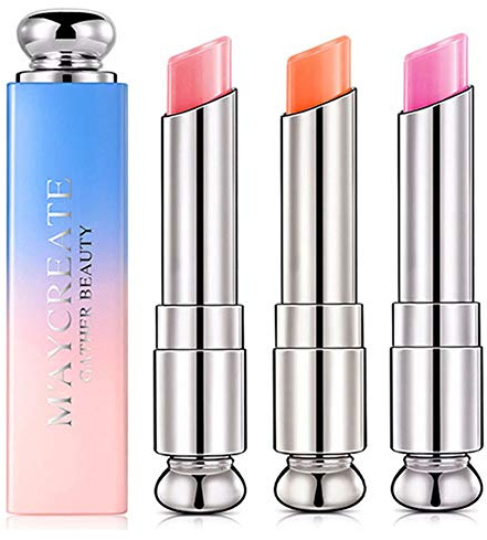 Pack of 3 Crystal Jelly Lipstick, BEEXY Long Lasting Nutritious Lip Balm Lips Moisturizer Magic Temperature Color Change Lipstick