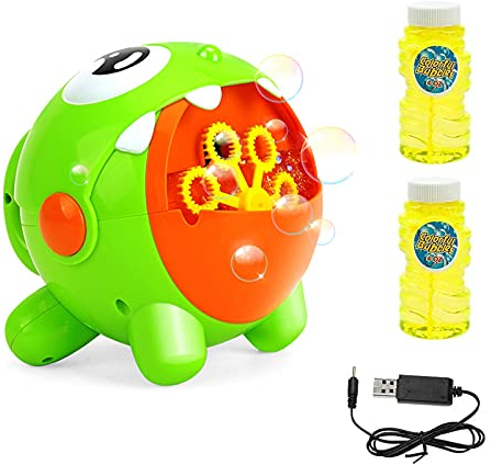 EXTSUD Seifenblasenmaschine, Automatische Bubble Maschine Blasenmacher mit 2 Flüssigkeit Baby Badewannenspielzeug Elektrisches Blasenspielzeug für Kinder Hochzeit Geburtstag Party