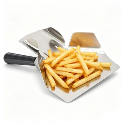 PopcorntüTen Pommes Frites Scoop Edelstahlschaufel mit Zwei-Port-Schaufel Griff für Restaurants 19,6 x 22,7 x 8,7 cm