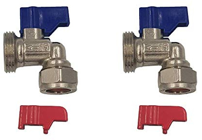 Aumix 15mm x ¾ inch Angled Elbow Washing Machine/Dishwasher Valve x2