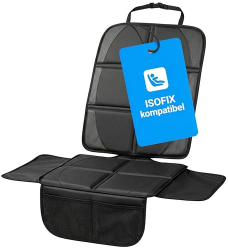 Walser XL Kindersitzunterlage Auto Isofix kompatibel, 100% wasserabweisend, Rutschfester Autositzschoner Kindersitz, Unterlage Kindersitz Auto Universalgröße, Sitzschoner Auto Kindersitz grau