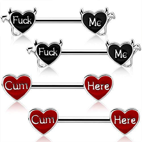 OUFER Body Piercing Brustwarzenpiercing, Nippelpiercing, Teufelspiercing, 14 g, 316L Edelstahl, Nipplerings Barbells Nipple Piercing Schmuck für Frauen