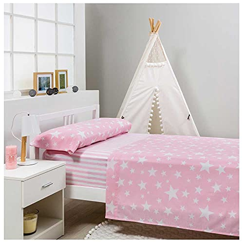 COTTON ARTean Juego sabanas Infantil 90 Algodón Poliester GIVETTE Rosa