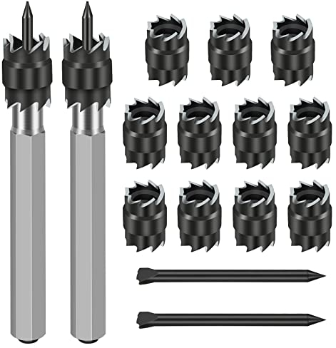 EEEKit Set di frese rotanti per saldatura a punti 15pcs, taglierina per punte da trapano HSS da 3/8 pollici Fresa esagonale Fresa per fori per trapano elettrico