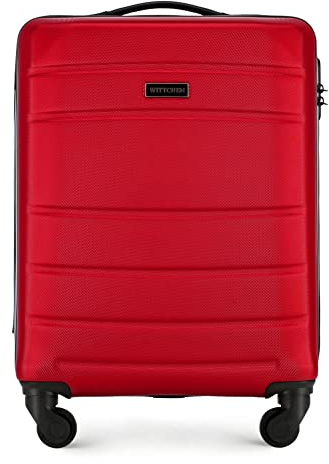 WITTCHEN Globe Line Reisekoffer Handgepäck Kabinengepäck Trolley Hartschale aus ABS mit 4 Rollen Zahlenschloss Teleskopgriff | Größe S | Rot Lufthansa/Eurowings/Ryanair/Condor/Discover Airlines