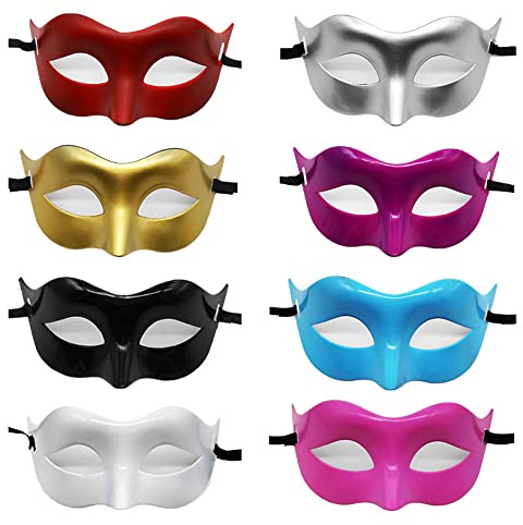 Qiwenr 8Pcs Maskerade-Maske Maskerade KostüM,Halloweenmaske Retro Maskerade Maske,Venezianische Augenmaske,FüR MäNner Frauen Party Ball Halloween（Gemischte Farbe）
