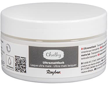 Rayher Chalky Klarlack ultramatt, Dose 100 ml, Clear Varnish, Schutzlack zum Versiegeln von Acrylfarbaufstrichen, wetterfest, lösungsmittelfrei, 35050000