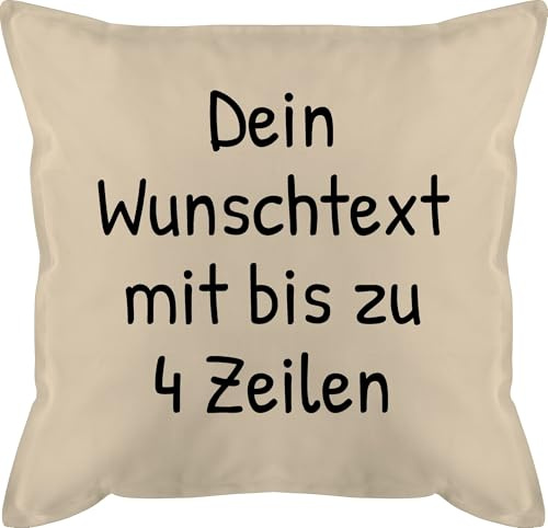 Kissen 50x50 - Aufdruck selbst gestalten - Wunschdruck Text Namen - 50 x 50 cm - Beige - Kissenbezug Bedrucken Lassen personalisiertes personalisierter kopfkissen füllung Name wunschtext Pillow