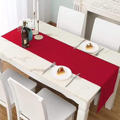 LivinEase Runner da tavolo 42 x 240 cm - Runner da tavolo Rosso in misto cotone da 250 g/m² - Runner Ideale per la tavola di Natale da 6 a 8 posti - runner tavola moderno (Rosso)