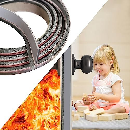 Flatro 5.2M Surface Mounted Self Adhesive Intumescent Seal Strip for Fire, Smoke, Draft and Insect Protection (1, Grey)